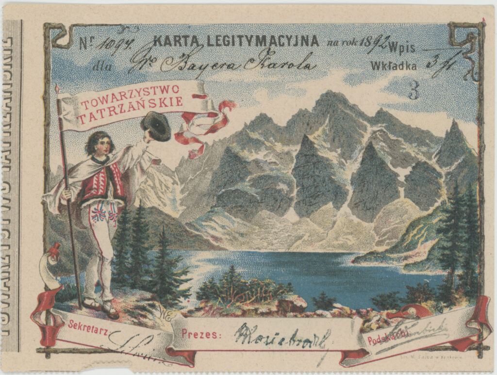 Ozdobna karta legitymacyjna TT na rok 1892